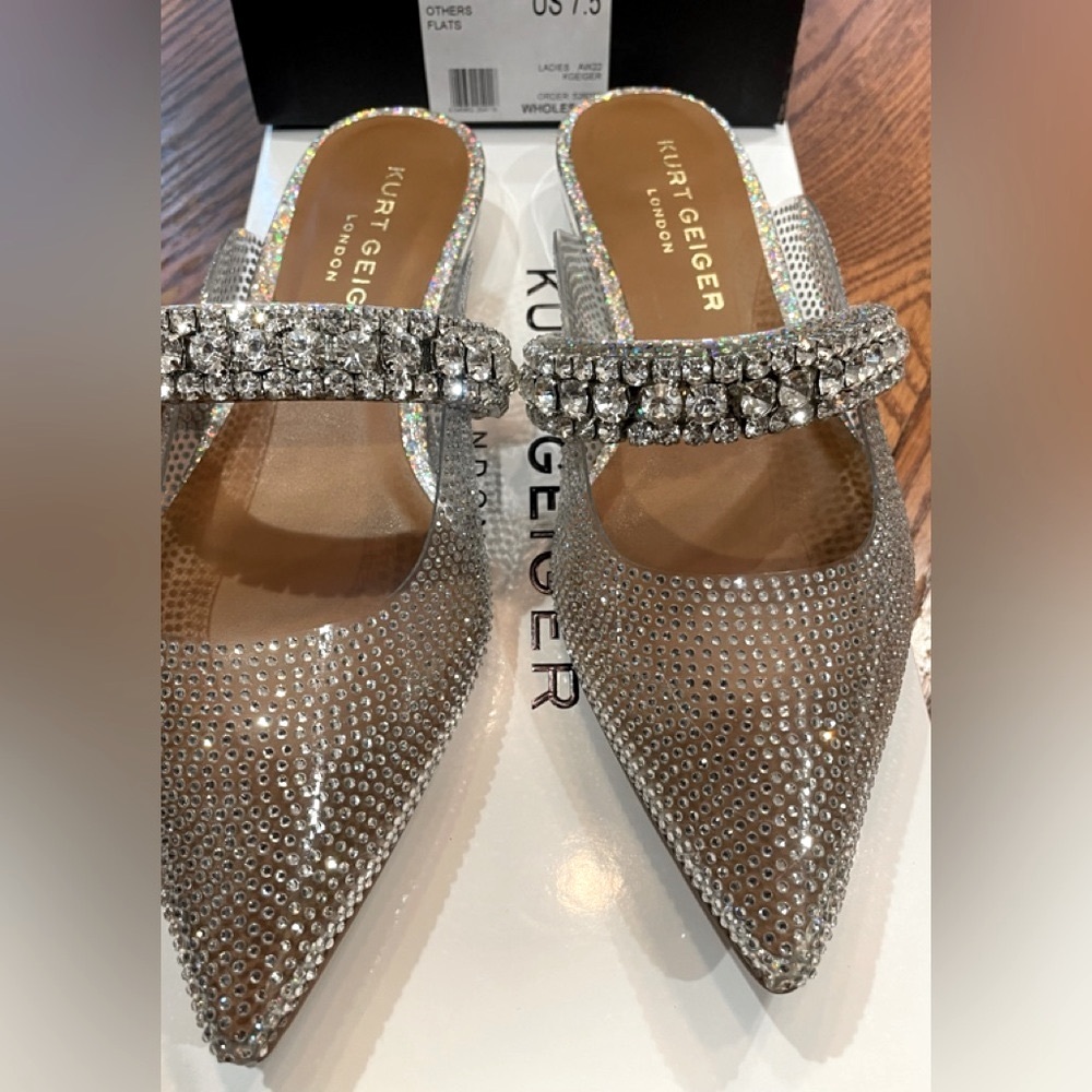 NIB Kurt Geiger London PRINCELY VINYL Embellished Mules 7.5 (FINAL PRICE)#1025